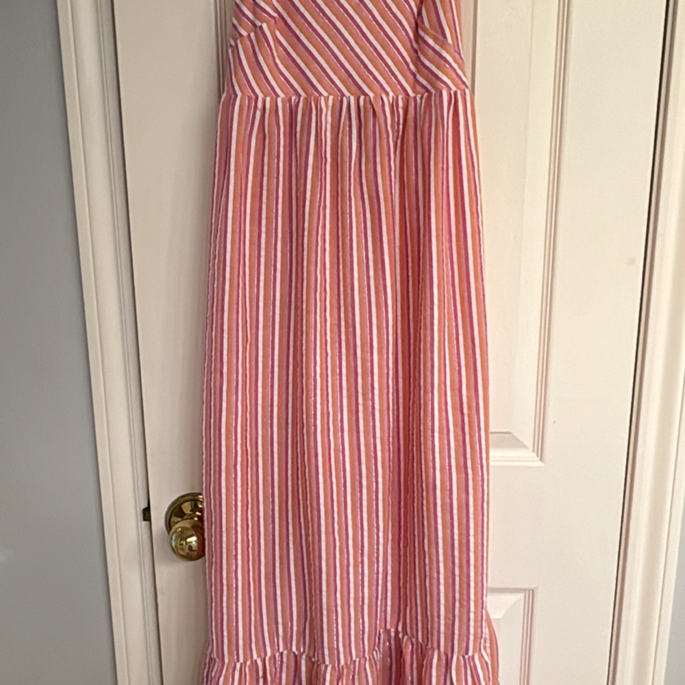 Pink and White Striped Maxi Dress